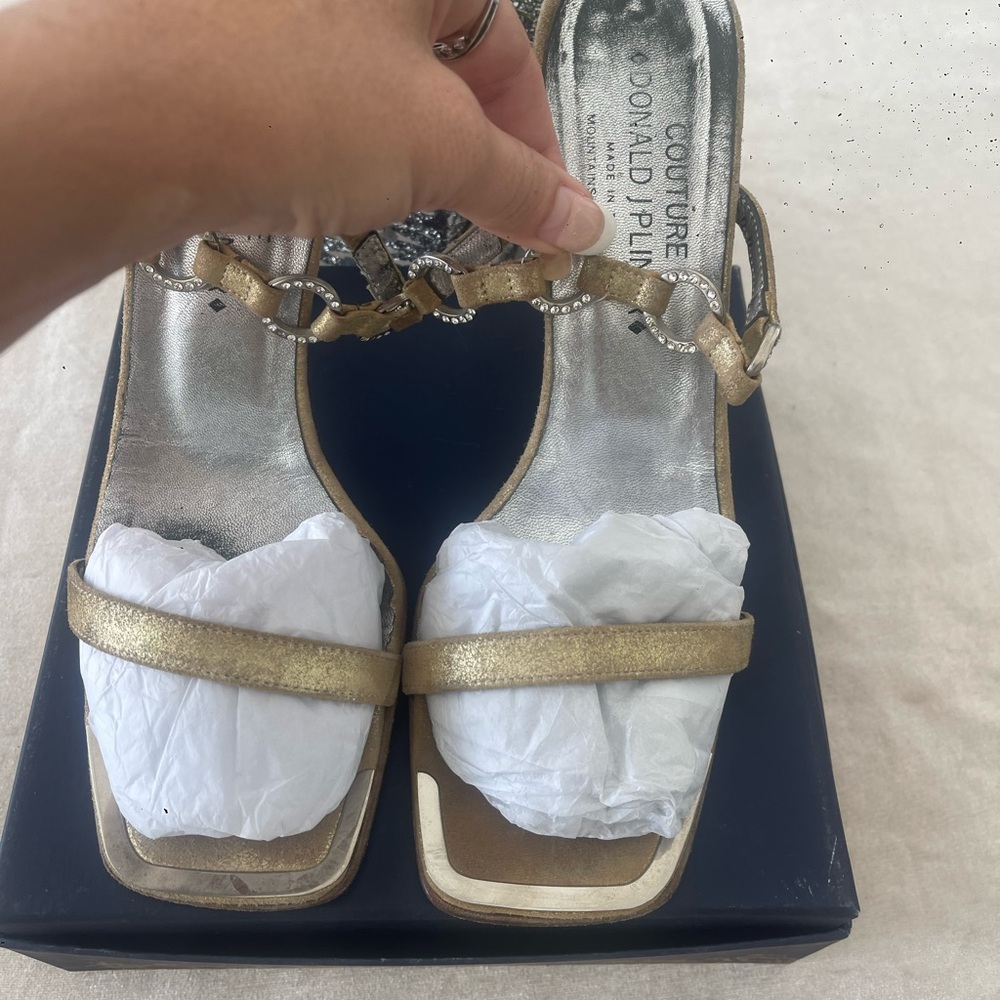 Donald J. Pliner Metallic Gold Heeled Sandals